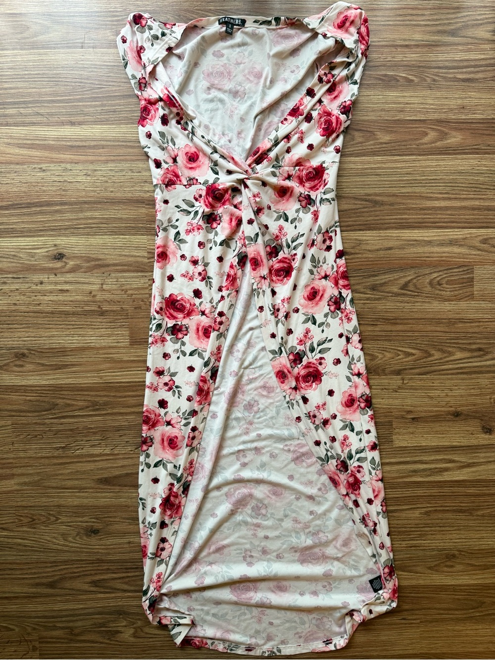 feathers Blush Rose-Print Twist-Front Maxi Dress